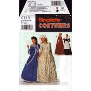 1995 Misses Puritan Centennial 18th & 19th Century Costume Dress Apron Bonnet Uncut FF Size 10,12,14 - Simplicity Sewing Pattern 9713