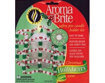 2000 Star Shaped Vintage Safety Pin Candle Holder Christmas Holiday Hollyberry Scent Kit Approx. 5" W x 3-1/4" H - Aroma Brite Kit 22765