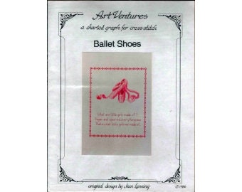 1986 Ballet Pink Pointe Shoes Sugar and Spice NIP DIY Vintage Cross Stitch by Designer Jean Lanning 9" x 10-1/4" - Art Ventures Kit BPS