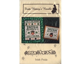 2001 Irish Pride Vintage Counted Cross Stitch Pattern & Supplies No FABRIC Or NEEDLE by  Nancy Buhl 10" x 7.5" - From Nancys Needle Kit 337