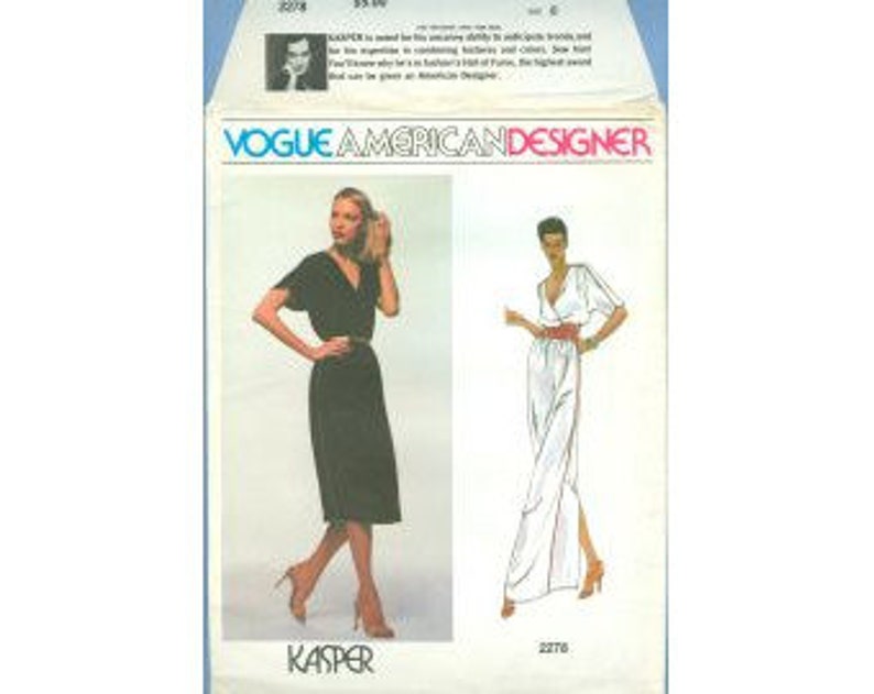 1990s Misses Blouson Dress Gown and Straight Skirt by Designer Kasper UC FF Size 10 Or 14 Vogue American Designer Sewing Pattern 2278 image 1