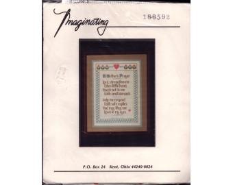 1990s A Mother's Prayer Poem NIP DIY Vintage  Counted Cross Stitch Kit by Designer Marilyn Clark Aida size 12" x 15" - Imaginating Kit 620