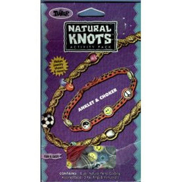 1998 Hemp Anklet Choker and Key Ring Activity Pack with Yin Yang Smiley Face Peace Beads NIP DIY Kit One size - Toner Natural Knots Kit AK41