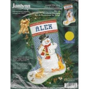 Janlynn 015-0238 Cross Stitch Kit, 18-Inch by 10-Inch, Christmas Morning  Stocking, White