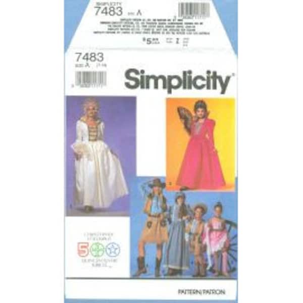 1991 Misses' Marie Antoinette or Queen Isabella Gown Pioneer Cowgirl Dance Girl UC FF Size 7, 8, 10, 12, 14 - Simplicity Sewing Pattern 7483