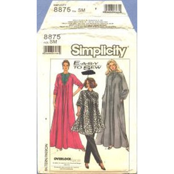 1988 Misses Raglan Sleeve Front Zipper Flowy Long Sleeve Robe  Pull On Pants Uncut Factory Fold Size 10,12 - Simplicity Sewing Pattern 8875