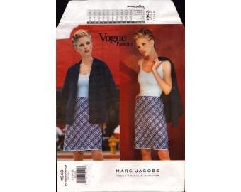 1997 Misses Contour Waist A line Skirt Hip Length Jacket & Stretch Knit Tank Top Marc Jacobs Uncut Size 12,14,16 - Vogue Sewing Pattern 1943