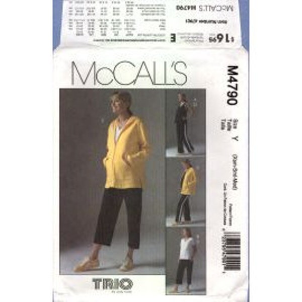 2005 Misses Maternity Hoodie V Neck Top and Elastic Waist Pants Capris Uncut Factory Fold Size 4,6,8,10,12 - McCalls Sewing Pattern 4790