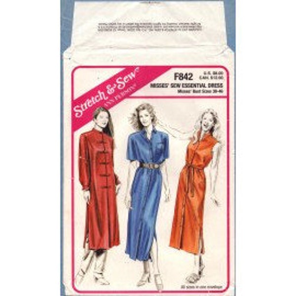 2003 Misses' Sew Essential Dress for Woven or Knit Fabric Uncut Factory Fold Size Misses' Bust 30-46 - Stretch & Sew Sewing Pattern F842