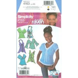 2006 Girls&#39; Halter Top or Empire Waist Top with Tie Ends and Sleeve Variations UC FF Size 8,10,12,14,16 - Simplicity  Sewing Pattern 4163