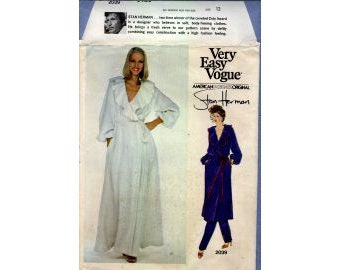 1978 Misses Front Wrap Robe Below Pull on Slim Tapered Pants - Etsy
