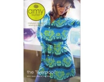 2009 The Liverpool Misses Shirt Tunic Dress Amy Butler UC Size xss,m,l,xl,xxl.xxxl - Midwest Modern Sewing Patterns Sewing Pattern AB041LI