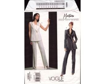 2004 Misses Front Button Vest & Pull On Straight Skirt Side Seam Pockets by Designer Montana Uncut Size 12,14,16 - Vogue Sewing Pattern 2806