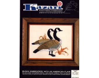 1980s Canadian Geese Punch Needle (NOT Included) Bunka Embroidery Needlework Kit 8" x 10" - Kazari Kit K 3013