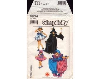 1988 Toddlers Clown Baby Doll Witch Sailor Shirley Temple Costume  Designer Cheryl Johnson Uncut Size 2,-,4 - Simplicity Sewing Pattern 8834