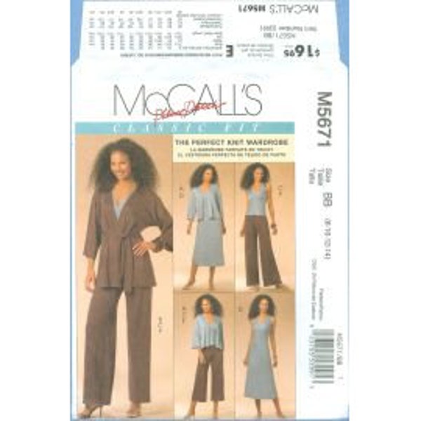 2008 Misses' Top or A-line Dress, Jacket, Capri or Full Length Pants by Palmer Pletsch UC FF Size 8,10,12,14 - McCall's Sewing Pattern 5671