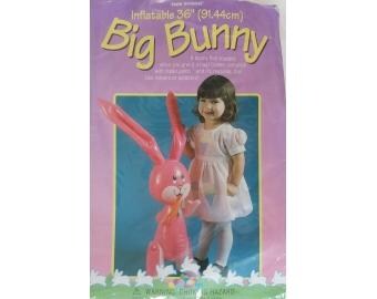 2001 36&quot; Vintage Inflatable Big Bunny Vinyl Plastic & Repair Patch Pink OR Blue OR Yellow OR Purple 36&quot; tall - Easter Unlimited 191197