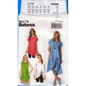 2015 Misses  Pullover Tunic Shaped Hem Side Front Pleats or Drawstring UC FF Size 4,6,8,10,12,14 - Butterick Sewing Pattern 6170