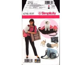 2004 Pet Dog Cat Accessories Carriers Carry Bed  Padding Treat Bag Longia Miller Uncut Size Various sizes - Simplicity Sewing Pattern 4716