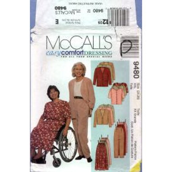 1998 Misses Separates Cardigan Top Pants Skirt with Loops Uncut Factory Fold Size 24,26 - McCalls Easy Comfort Dressing Sewing Pattern 9480