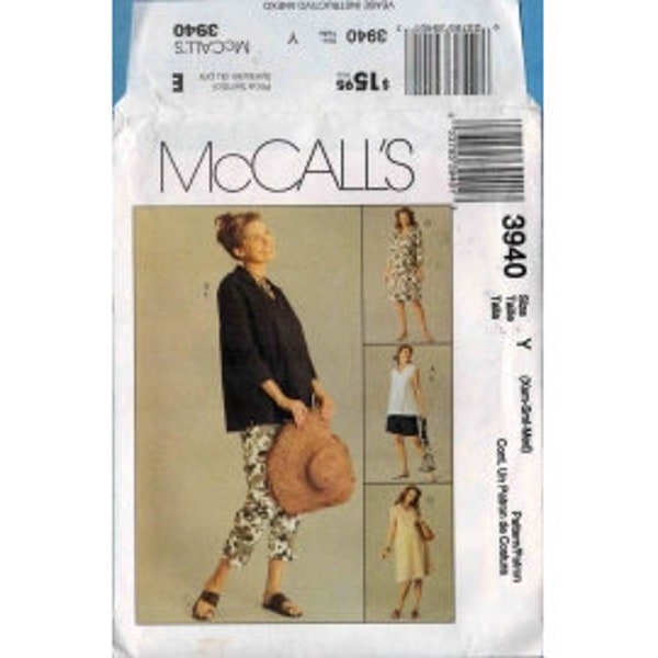 2003 McCalls Maternity Separates Pullover Top A-Line Dress Elastic Waist Shorts Pants UCFF Size 4,6,8,10,12,14 - McCalls Sewing Pattern 3940