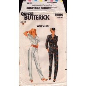 May include: A vintage Butterick sewing pattern, featuring illustrations of two women's outfits. The pattern number is 6680, and the size is 12. The cover includes the text "Quick Butterick" and "Will Smith."