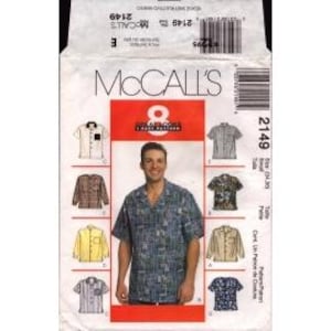 Puede incluir: Patrón de costura McCall's número 2149 para una camisa con ocho variaciones diferentes. El patrón incluye una camisa de manga corta con cuello y bolsillo, una camisa de manga larga con cuello y bolsillo, y una camisa de manga corta con cuello y bolsillo.