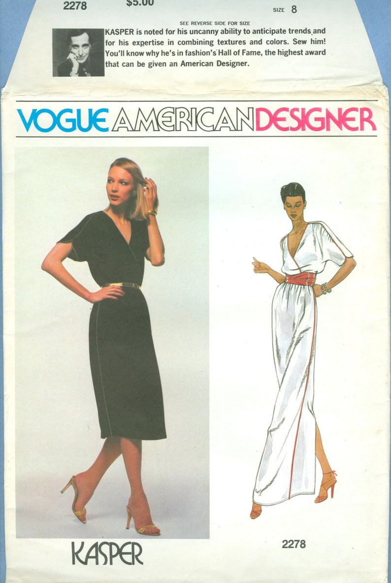 1990s Misses Blouson Dress Gown and Straight Skirt by Designer Kasper UC FF Size 10 Or 14 Vogue American Designer Sewing Pattern 2278 image 2