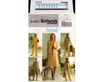 2005 Misses Career Separates Open Front Jacket Duster A line Skirt & Pants Uncut Size 16,18,20,22 - Butterick Sewing Pattern 4692
