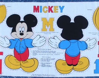 1990s Disney Set of 2 14" Mickey Mouse Varsity Football Soft Pillow DIY Fabric Panel Approx 14" - Disney Peter Pan Fabric Panel