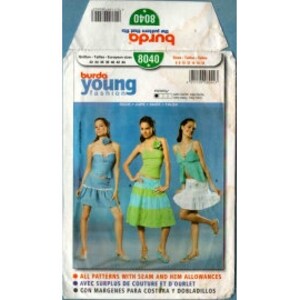1990s Misses Below Waist Tiered Skirt with Yoke 1-3 Tiers Mini or Below Knee UC FF Size 6,8,10,12,14,16,18 - Burda Sewing Pattern 8040