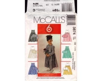 2002 Toddler Sleeveless Raised Waist Contrast Overskirt Dress & Short  Stretch Knit Cardigan Uncut Size 1,2,3 - McCalls Sewing Pattern 3874