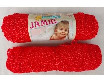 1990s Jamie Baby Pompadour Red Vintage Yarn Approximately 2 Skeins 3.5 oz total - Lion Brand 890227