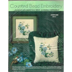 1984 Hummingbird & Morning Glories NIP DIY Vintage Counted Beaded Embroidery 15&quot; x 15&quot; - MPR Associates Kit 104
