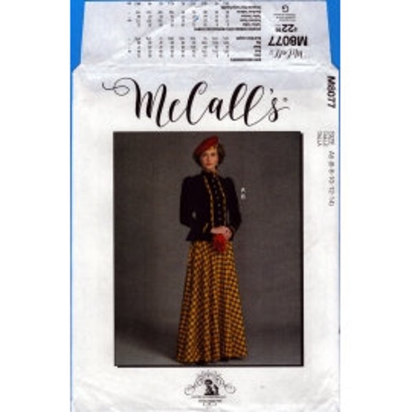 2020 Misses Historic 2 Piece Dressr Jacket & Long Skirt by Designer Nancy Farris-Thee UC FF Size 6,8,10,12,14 - McCalls Sewing Pattern 8077