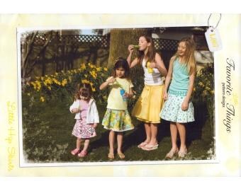 2007 Toddler Child Girl s Little Hip Skirts Full A line Uncut Size 1,2,3,4,5/6,7/8,9/10,11/12,13/14 - Favorite Things Sewing Pattern L007