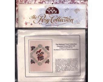 2000s James Madison Wallpaper Design at Montpelier Virginia Bird Collection Counted Cross Stitch Kit  8-1/2" x 9-1/3" - National Trust Kit