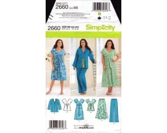 2009 Womens Separates V Neck Short Sleeve Dress or Top Jacket Skirt Pants Uncut Size 20W,22W,24W,26W,28W - Simplicity Sewing Pattern 2660
