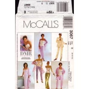 May include: A McCall's sewing pattern, model 3067, featuring images of various outfits. The pattern includes sizes 10-12. The package is white with black text and images of the finished garments.