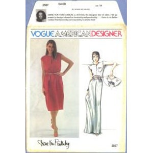 1980 Misses Blouson Sleeveless Pullover Dress Gown Designer Diane von Furstenberg UC FF Size 8 - Vogue American Designer Sewing Pattern 2507