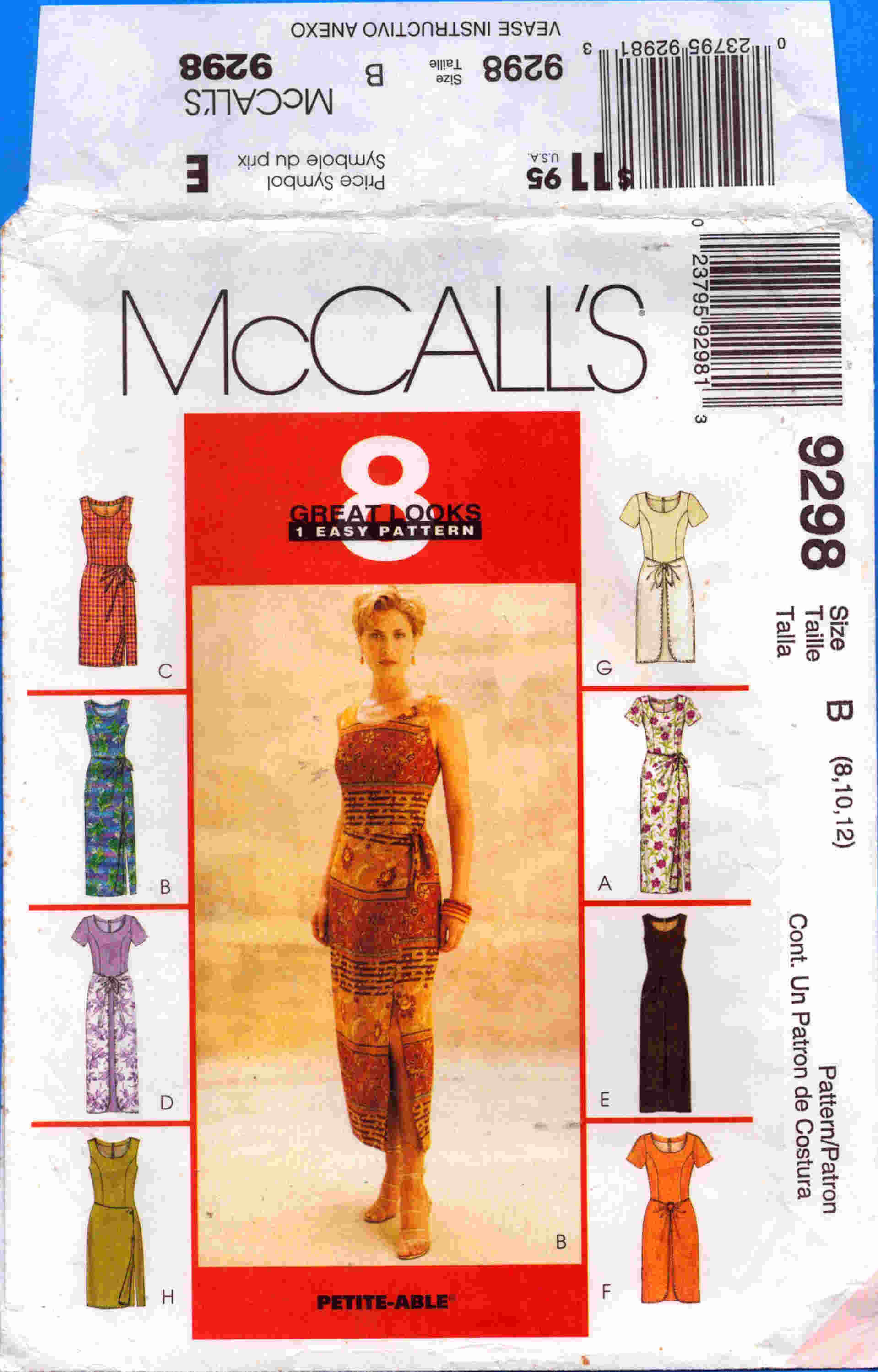 1998 Misses Dress With Skirt Front or Side Tie or Side Slit Uncut ...