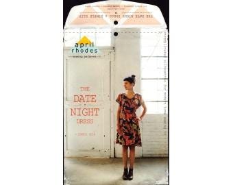 2013 Misses The Date Night Dress Knee Length Flutter Sleeves & Simple Slip Uncut Size xs,s,m,l,xl,xxl - April Rhodes Sewing Pattern AR102DND