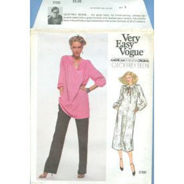 1979 Misses Tunic or Dress, Pants by Designer Geoffrey Beene UC FF Size 8 or 14 - Vogue American Designer Original Sewing Pattern 2100