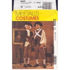 1999 Mens Revolutionary Costume Coat Vest Pullover Shirt Puffy Sleeves Pull On Pants Hat Belt UC Size 36,38,40 - McCalls Sewing Pattern 2258