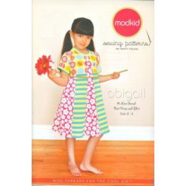 2010 Child Toddler Stretch Knit Short Long Sleeve A-Line Gored Dress and Shirt UC FF Size 2T,3T,4T,5T,6,7,8 - Modkid Sewing Pattern Abigail