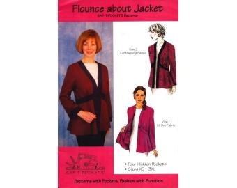 2008 Misses Open or Loop Button Closed Jacket 4 Concealed Pockets Flounce Uncut Size XS,S,M,L,XL,2XL,3XL - Saf-T-Pockets Sewing Pattern 2009