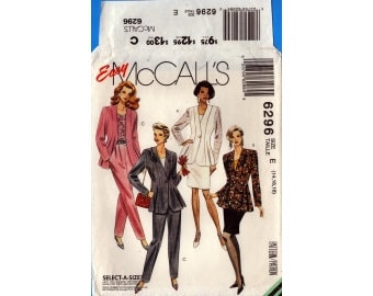1992 Misses Separates Jacket Pull on Sleeveless Top Straight Skirt Pleat Tapered Pants UC FF Size 14,16,18 - McCalls Sewing Pattern 6296
