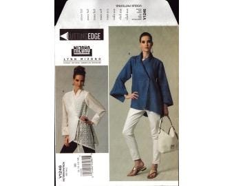 2011 Misses Very Loose Fitting Asymmetric Hem Side Tie or Button Shirt Top Lynn Mizono Uncut Size 8,10,12,14 - Vogue Sewing Pattern 1246