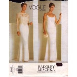 1997 Misses Close Fitting Floor Length Thin Strap Dress & Long Sleeve Top by  Badgley Mischka Uncut Size 6,8,10 - Vogue Sewing Pattern 2065