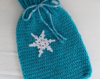 Crochet Pattern - Snowflake Hot Water Bottle Cover